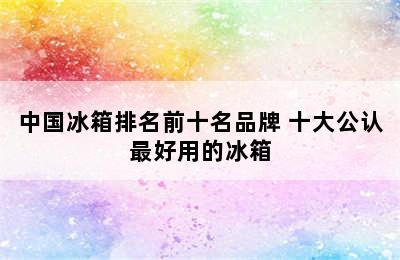 中国冰箱排名前十名品牌 十大公认最好用的冰箱